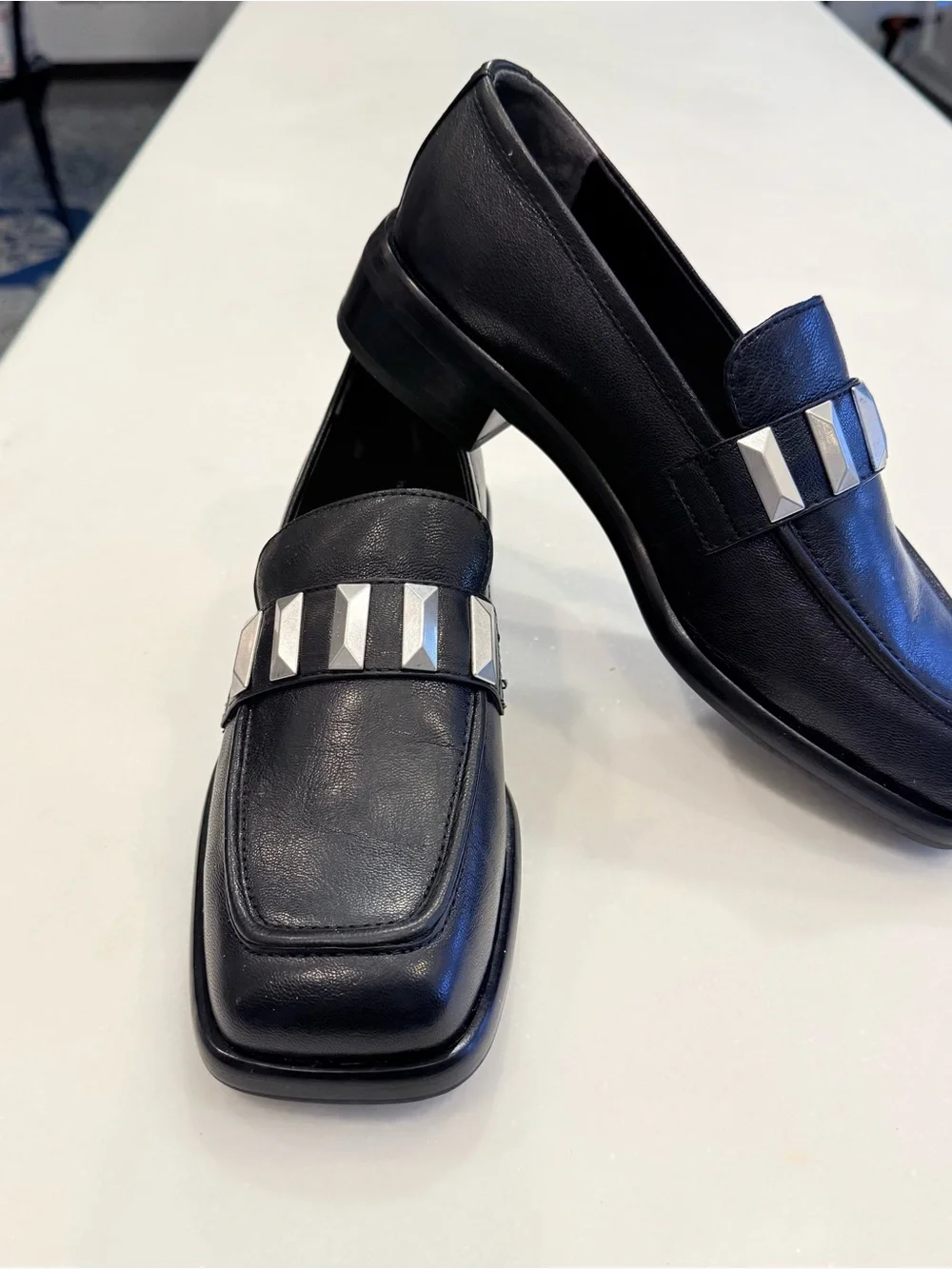 rag & bone Women’s Maxwell Loafers Black W/silver Studs Sz US 8.5 EU 39